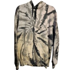 CSG | Women's Tie-Dye Hoodie Sweatshirt Black, Gray and White (Size Large)